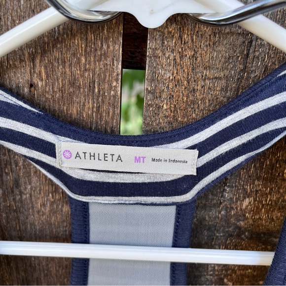 Athleta Ember Pima Cotton Striped Ruched Dress Sz MT(Medium Tall) - Picture 5 of 16